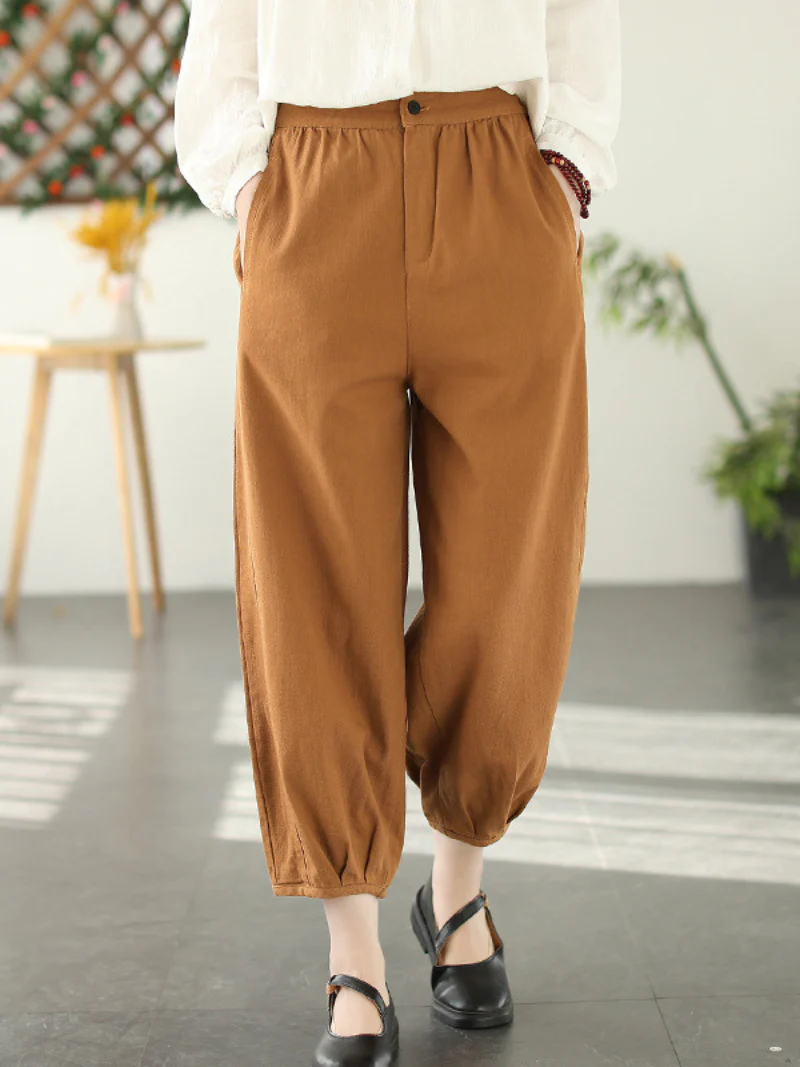 Women Fashion Casual Elastic Waist Loose Long Harem Bottom Trousers - Image 2