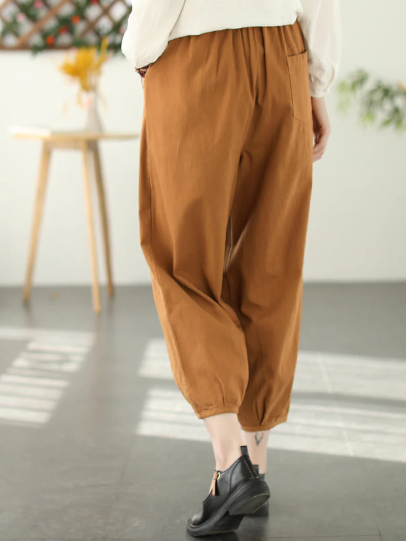 Women Fashion Casual Elastic Waist Loose Long Harem Bottom Trousers - Image 5