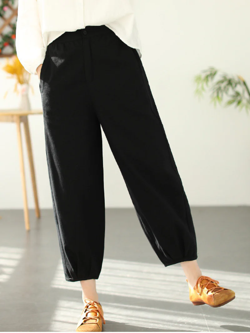 Women Fashion Casual Elastic Waist Loose Long Harem Bottom Trousers - Image 6