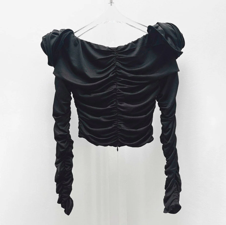 JUNKO FLowER RUCHED Hollow Out Long Sleeve TOP - Image 12