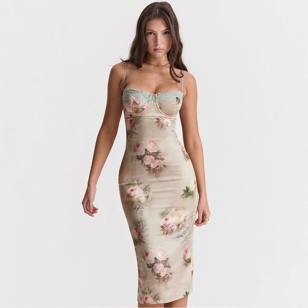 KATHA Lace PRINTED STRAPS MAXI Dress - Image 16