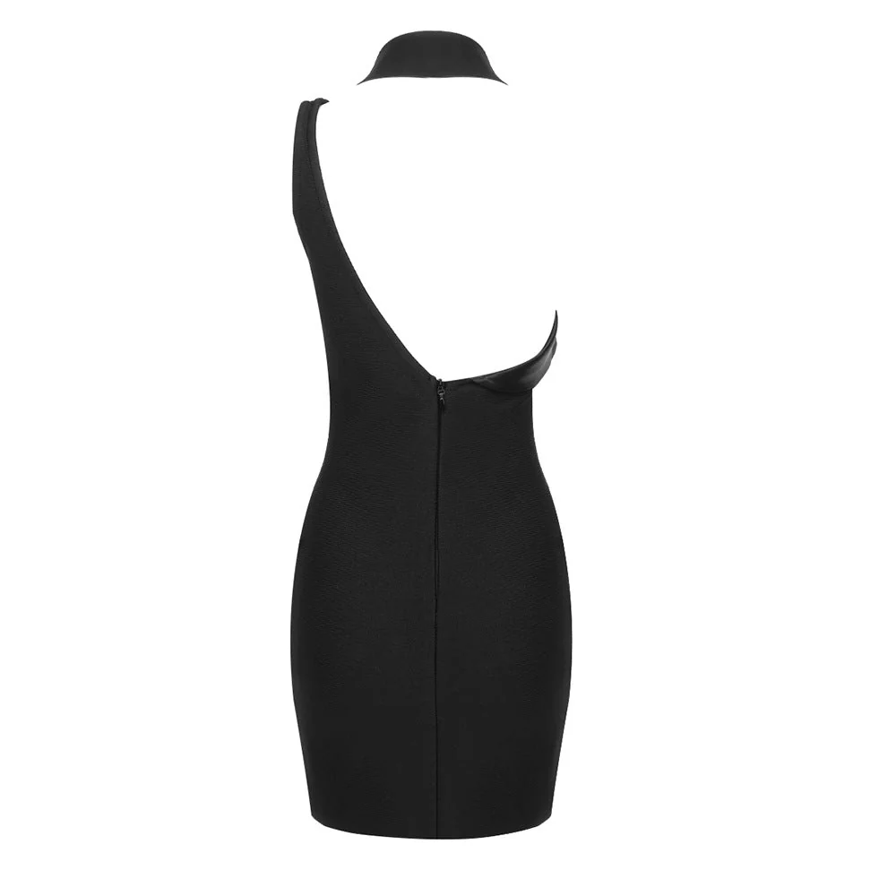Ayno Jacket Collar Hollow Out Black Mini Dress - Image 4