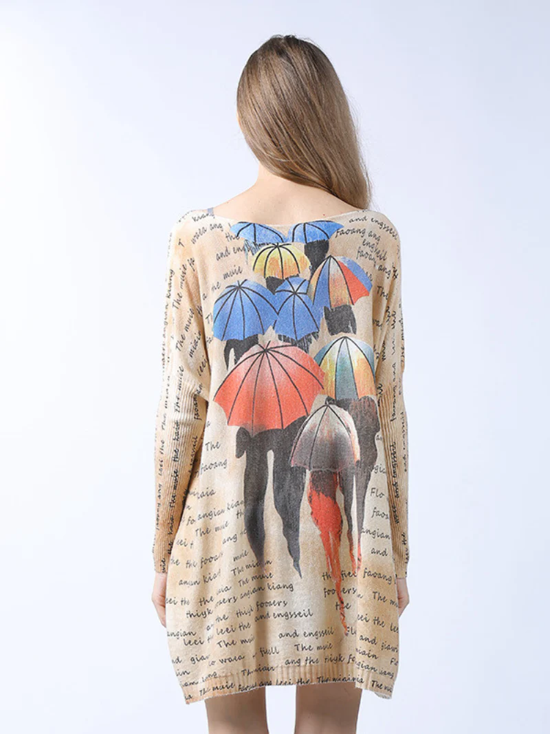 midi length loose cartoon printing sweater Top - Image 4