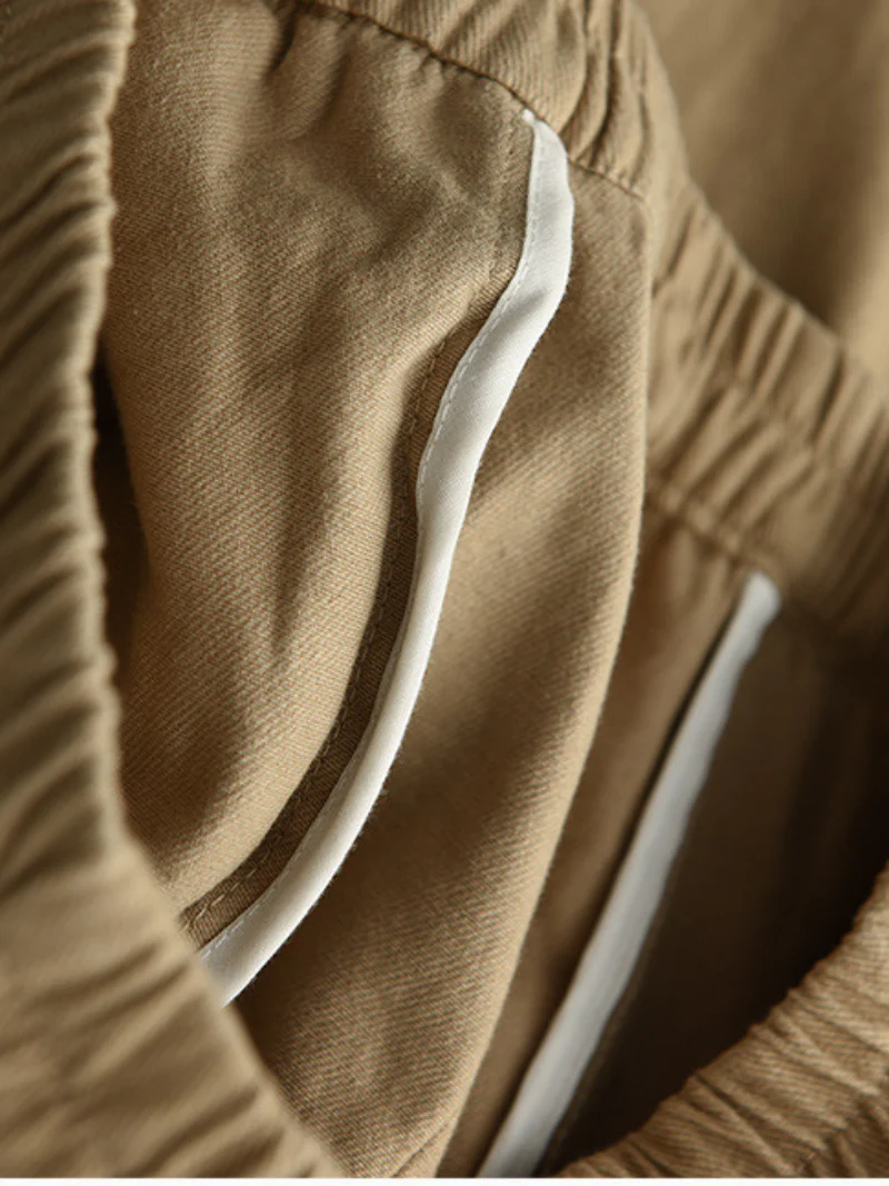 Cotton Elastic Waist Loose Solid Color Casual Harem Pants - Image 8