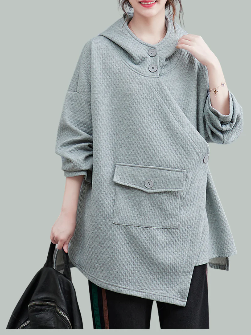 Autumn Winter Casual Loose Button Sweater With Pocket - Image 3