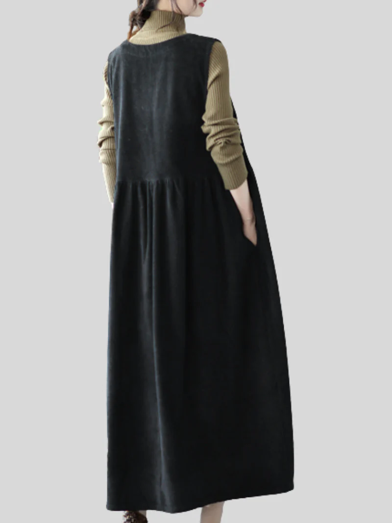 Autumn Corduroy Vest Skirt Loose Sleeveless Strap A-Line Dress - Image 6