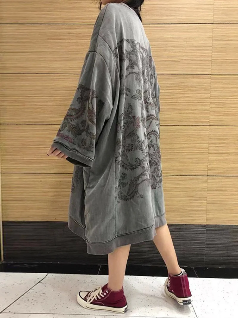 autumn print loose large size mid-length sweater dress - Image 3