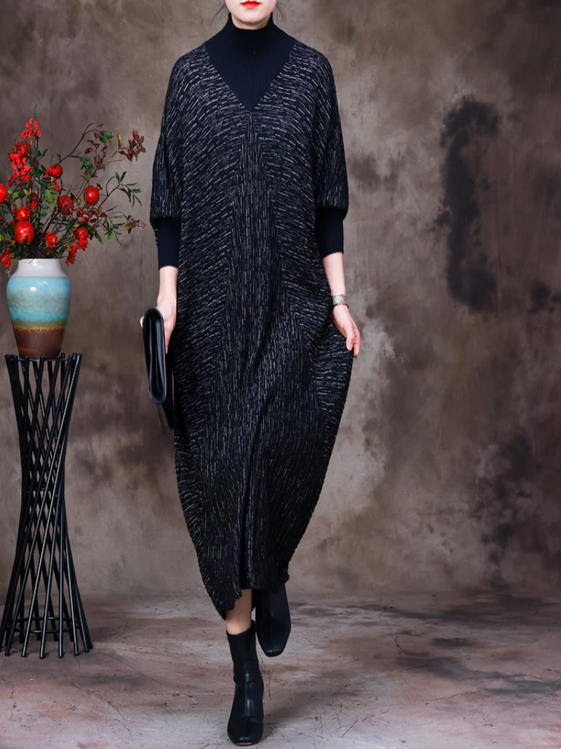 Vintage Dreams Bat Sleeve Knitted Maxi Dress - Image 3