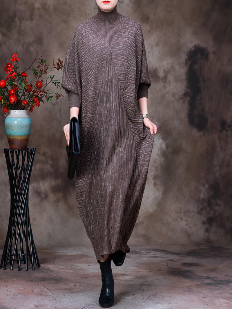 Vintage Dreams Bat Sleeve Knitted Maxi Dress - Image 4