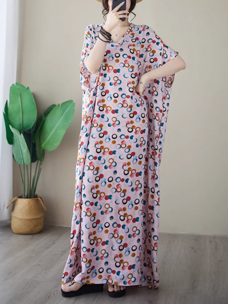 Beach Big Dots V-neck Printed Kaftan dress - Image 8