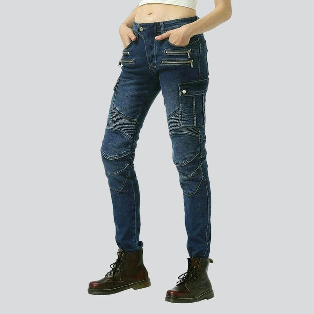 Women's biker jeans with zippers - Image 3