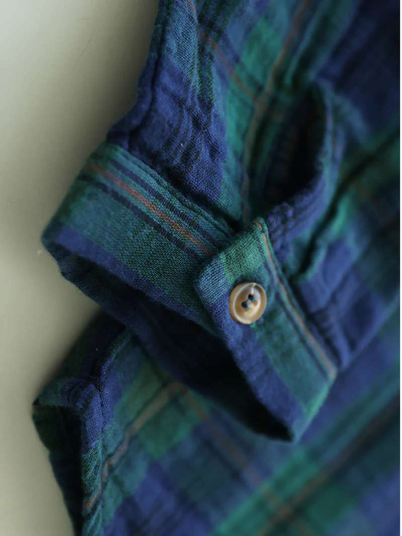 Cardigan Loose Cotton Lining Check Pattern Shirt - Image 6