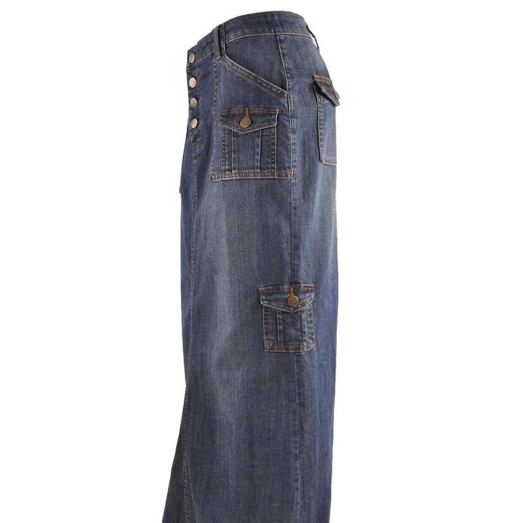 Women's cargo long denim skirt - Image 5
