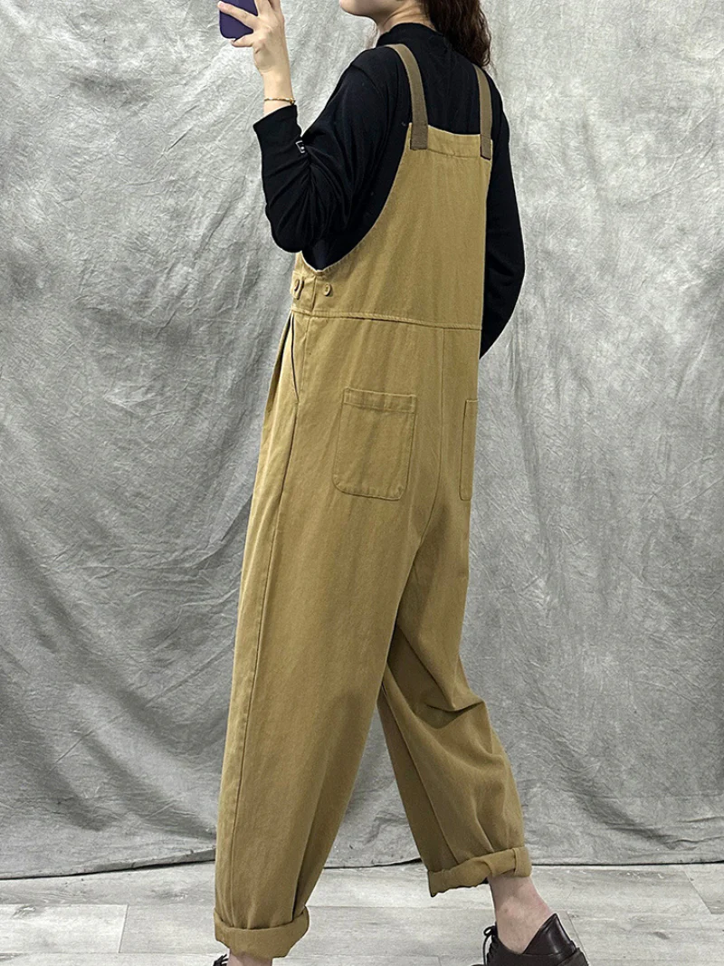 Casual Loose Cotton Western Dungarees Overalls - Image 3