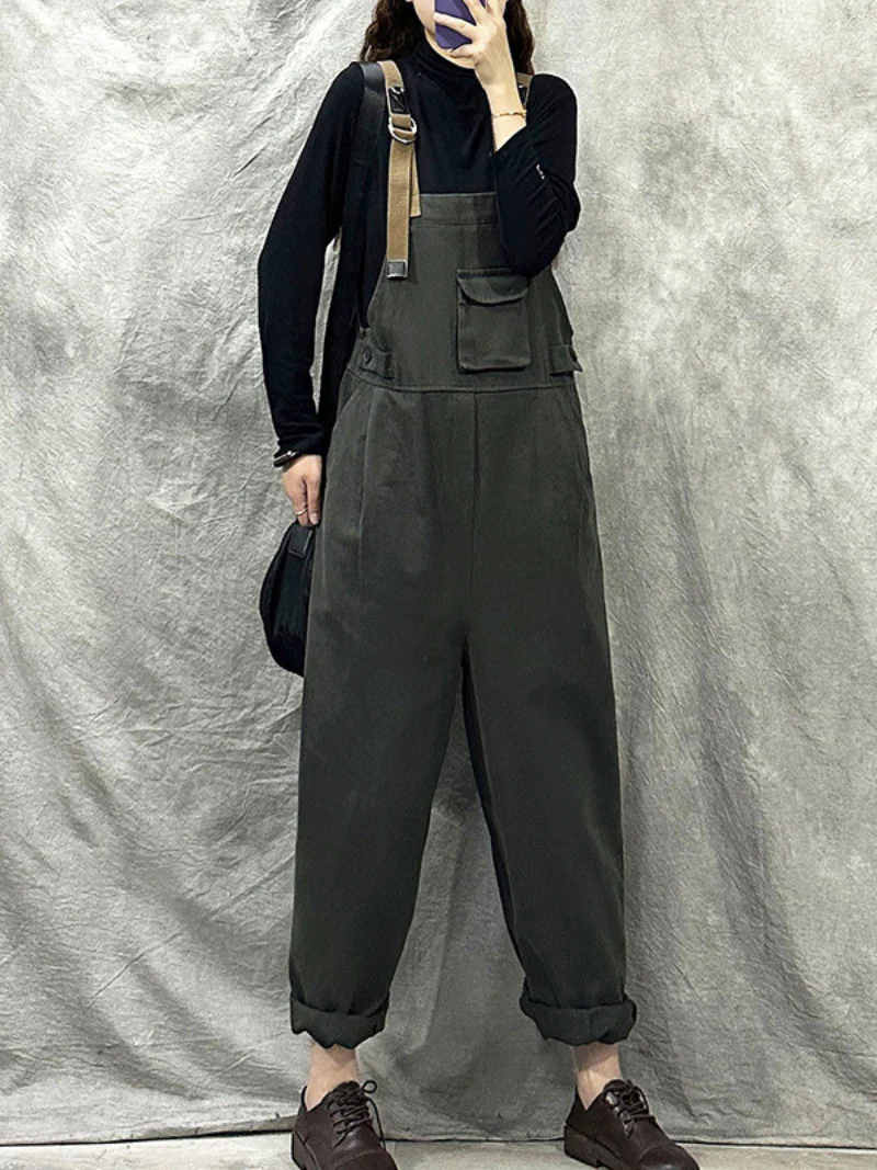 Casual Loose Cotton Western Dungarees Overalls - Image 4