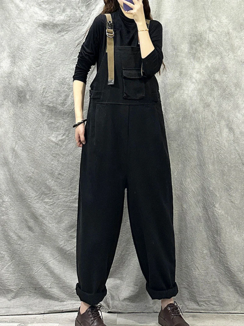 Casual Loose Cotton Western Dungarees Overalls - Image 5