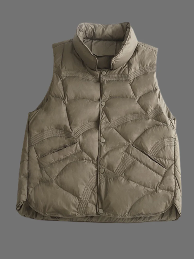 Casual Stand-up Collar Thickened Warm Vest Light Down Jacket Cotton-padded Sleeveless Short Jacket Dress - Image 2