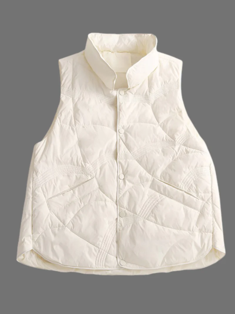 Casual Stand-up Collar Thickened Warm Vest Light Down Jacket Cotton-padded Sleeveless Short Jacket Dress - Image 4