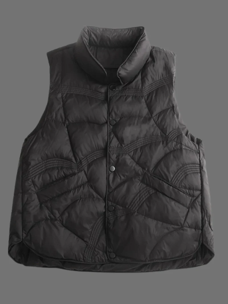 Casual Stand-up Collar Thickened Warm Vest Light Down Jacket Cotton-padded Sleeveless Short Jacket Dress - Image 5