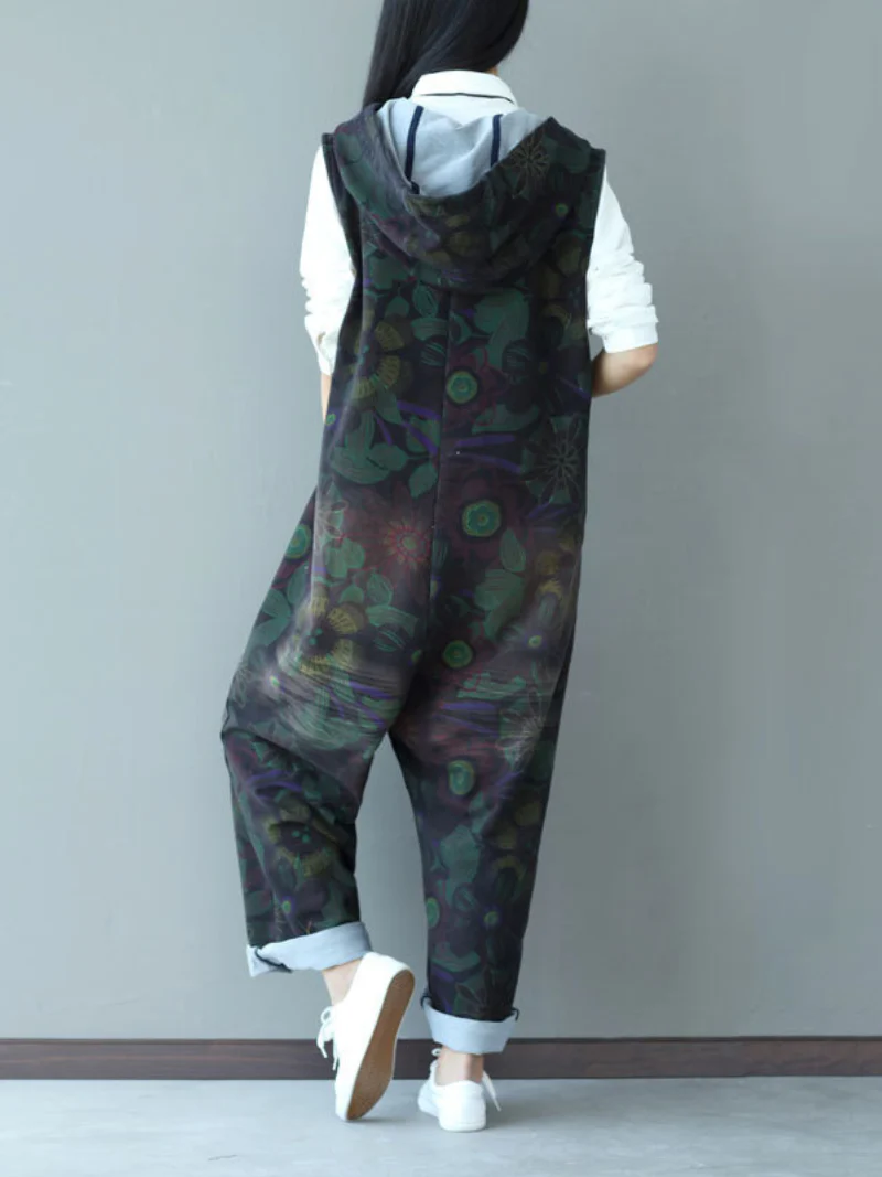 Casual Strap Hooded Jumpsuit Dungarees Overalls - Image 3