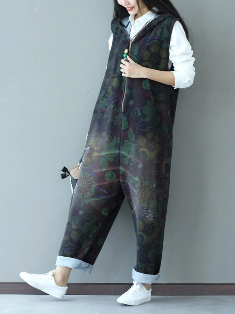 Casual Strap Hooded Jumpsuit Dungarees Overalls - Image 4