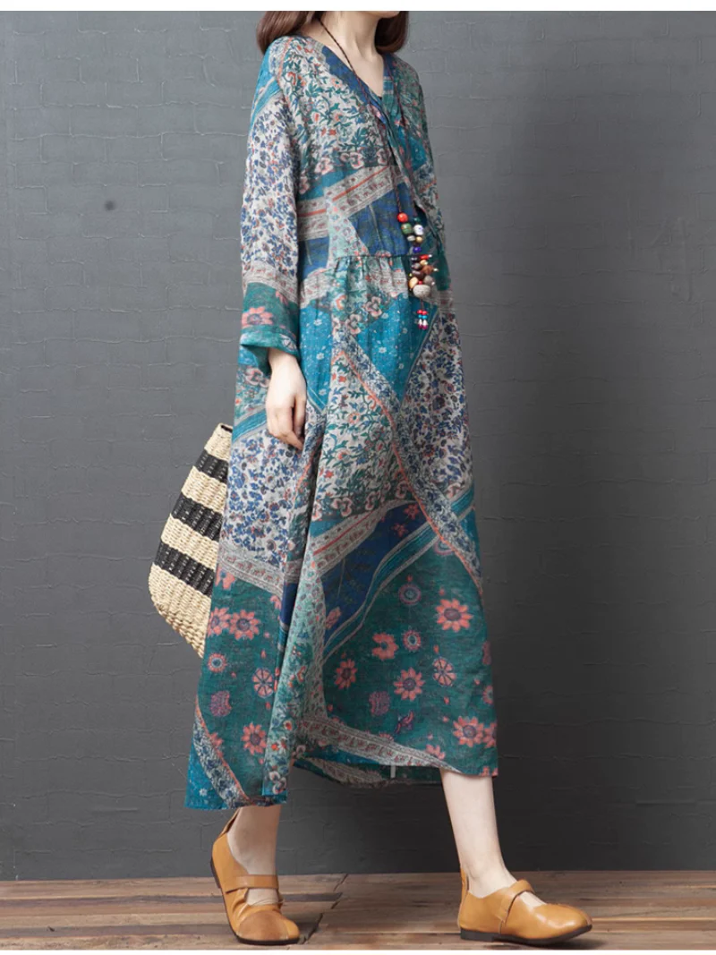 Chic Comfort Spring Loose Printed A-Line Dress - Image 5