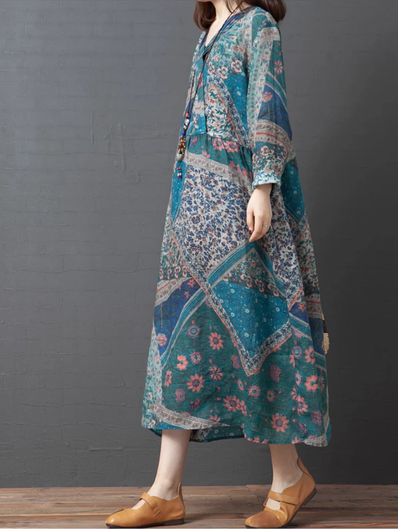 Chic Comfort Spring Loose Printed A-Line Dress - Image 7