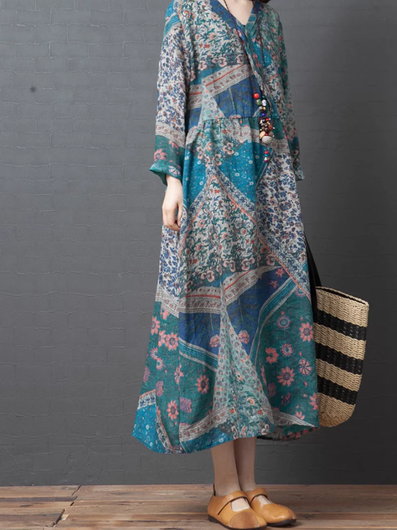 Chic Comfort Spring Loose Printed A-Line Dress - Image 8