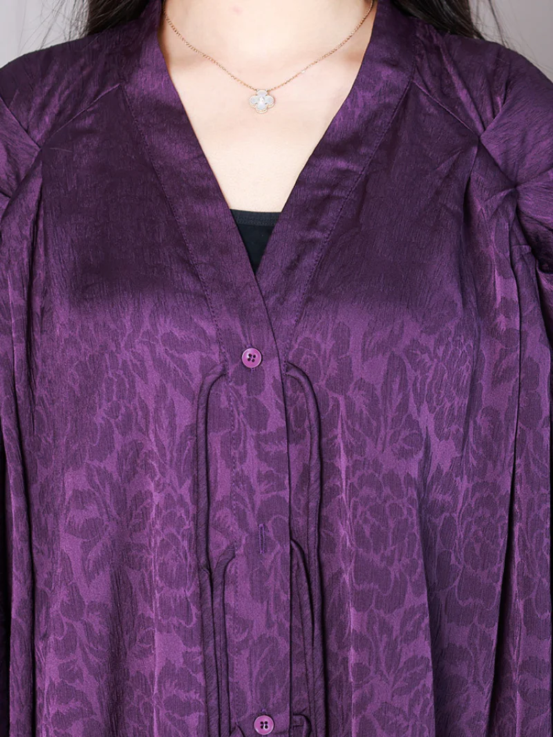 Classy Silk Bat Sleeves A-line Dress - Image 4