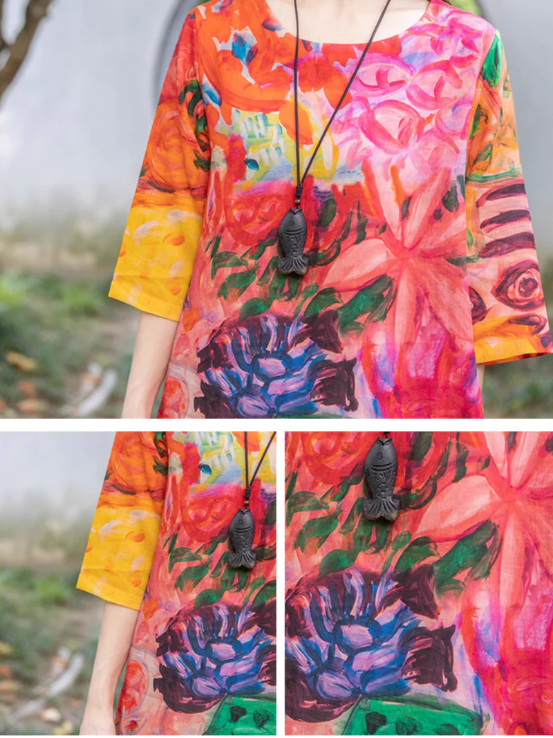Colorful Creations Hand-painted A-Line Dress - Image 3