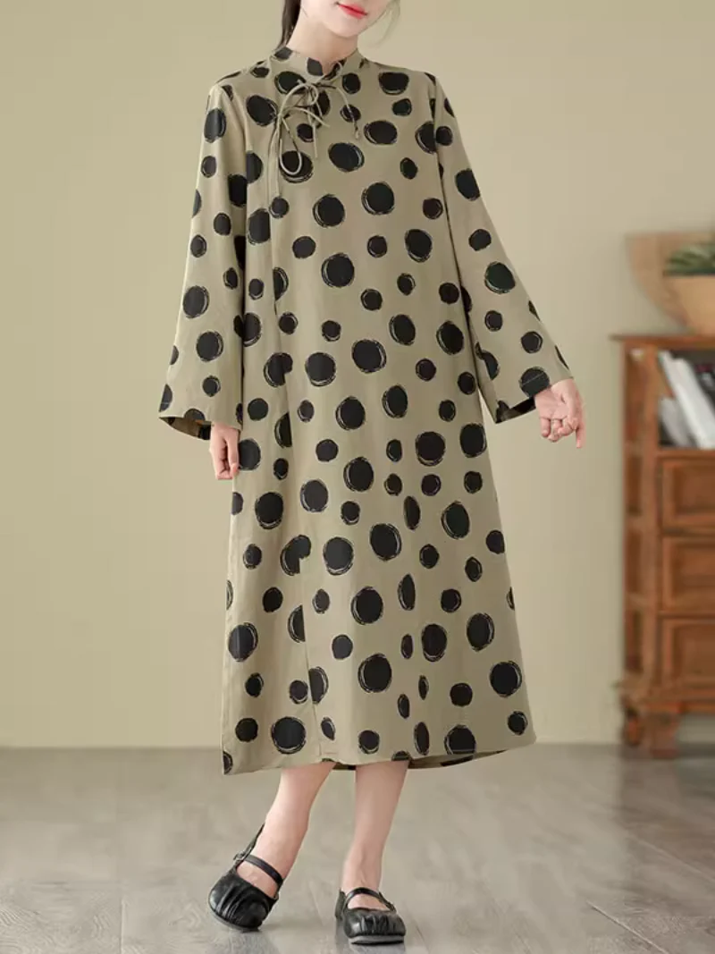 Cool Loose  Polka-Dot Mid-Length A-Line Dress - Image 4