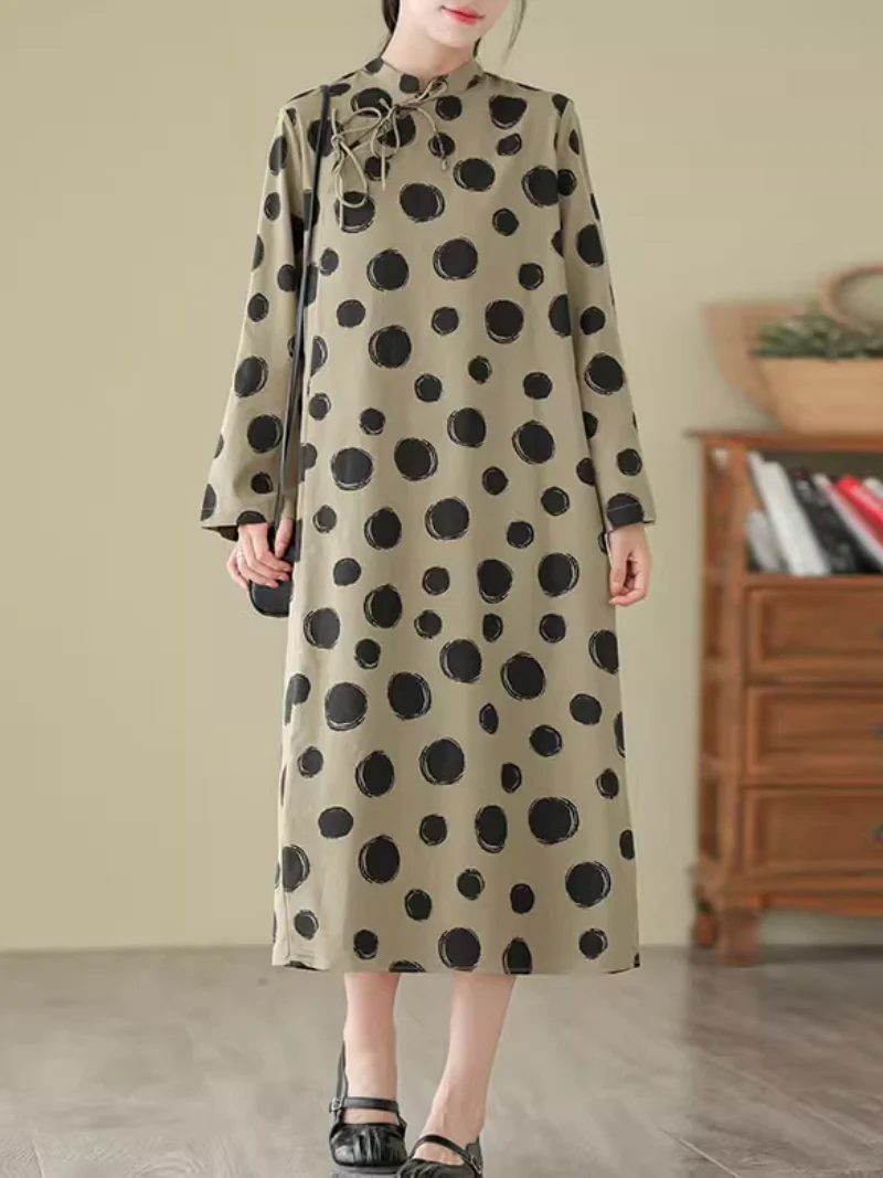 Cool Loose  Polka-Dot Mid-Length A-Line Dress - Image 7