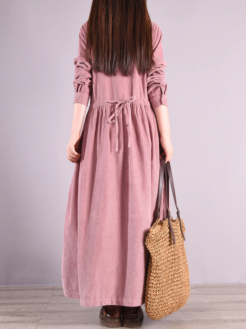 corduroy Shirt Loose Plus Thickened with Velvet Corduroy Dress - Image 3