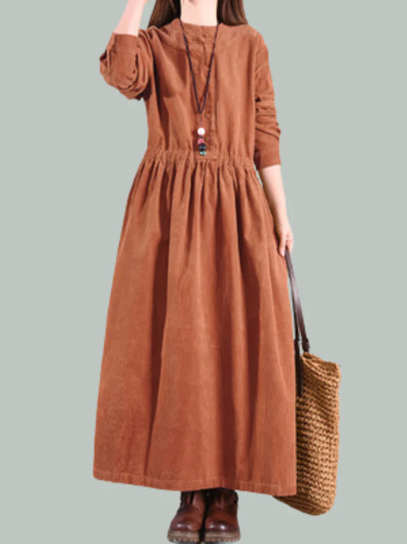 corduroy Shirt Loose Plus Thickened with Velvet Corduroy Dress - Image 5