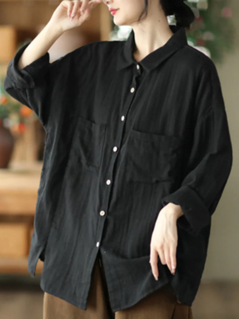 Cotton Loose Long Sleeves Shirt - Image 2