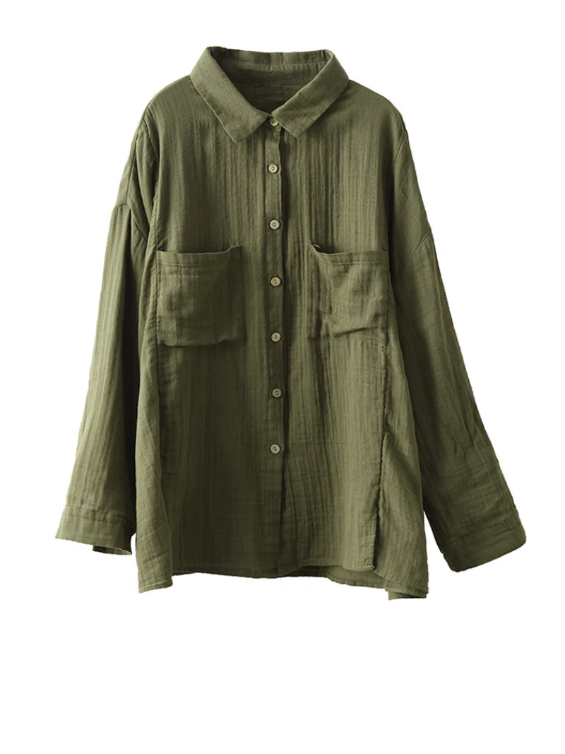Cotton Loose Long Sleeves Shirt - Image 8