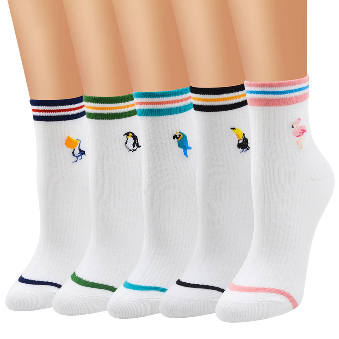 Womens Cotton Pattern Design Ankle Socks (5 Pairs) - Image 5