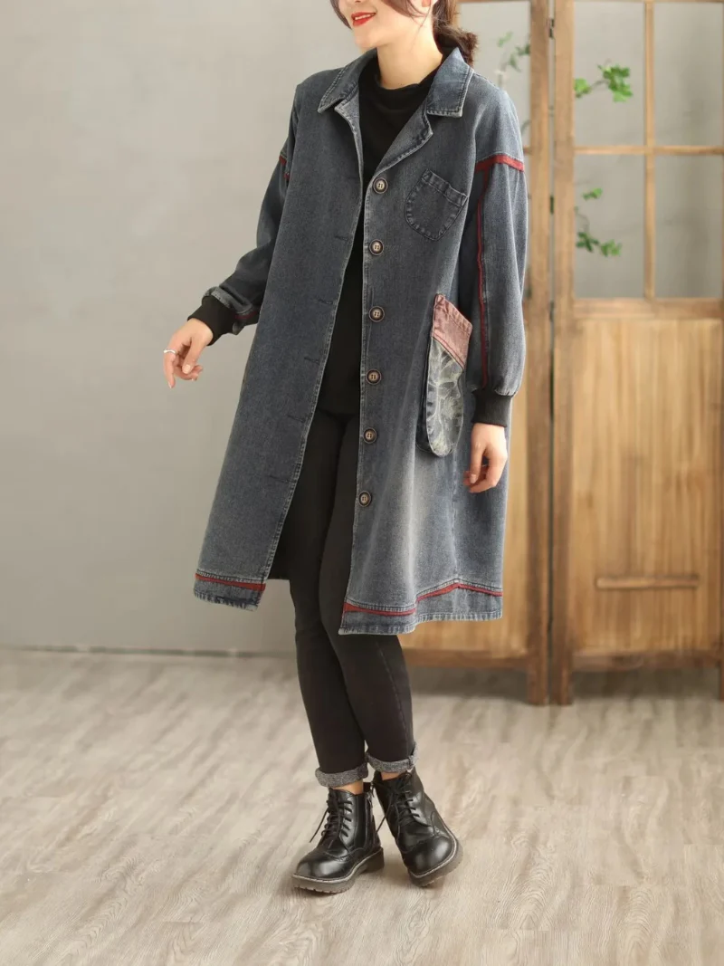 Denim Long Sleeves Shirt Dress - Image 2