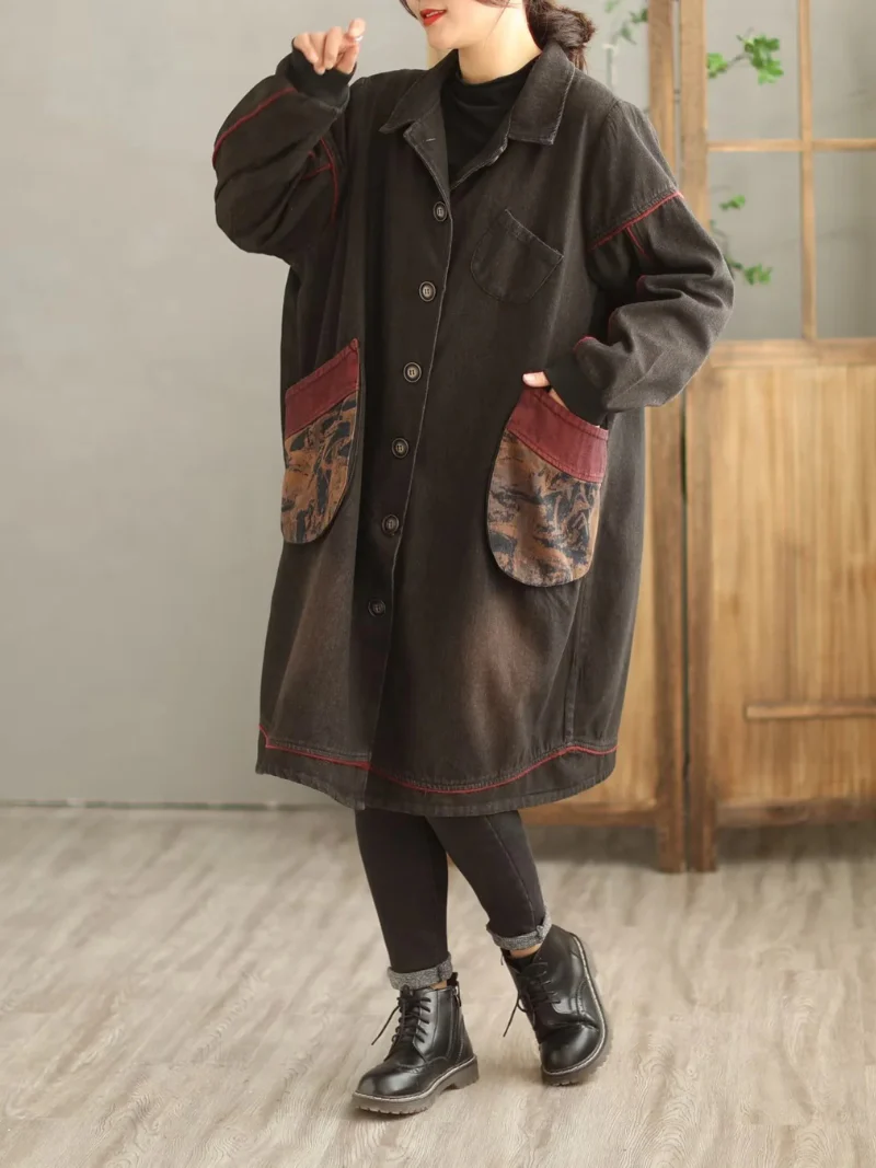 Denim Long Sleeves Shirt Dress - Image 4