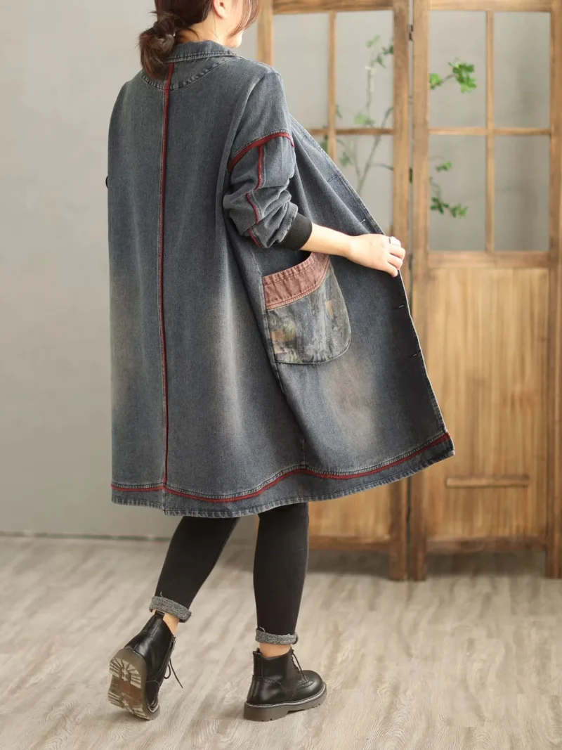Denim Long Sleeves Shirt Dress - Image 7