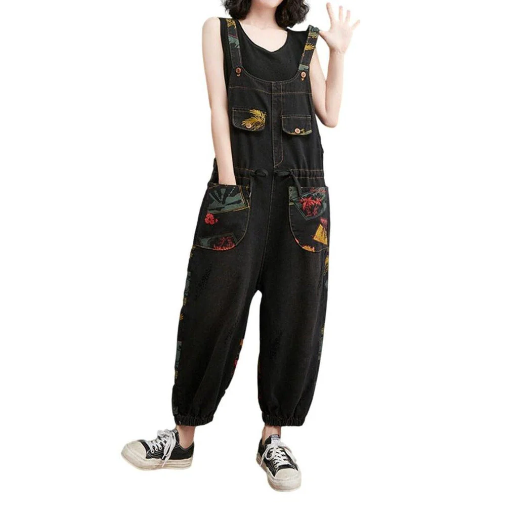 Women's denim overall with drawstrings - Image 3
