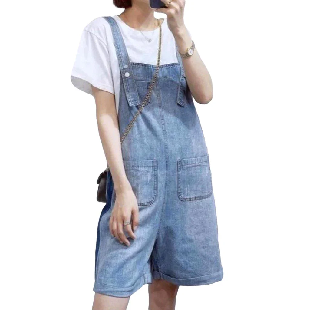 Women's denim romper with bands - Image 2