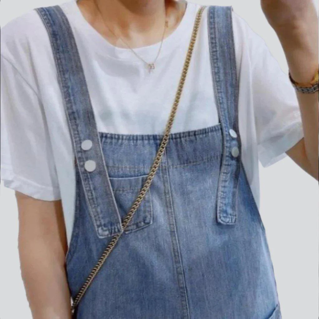 Women's denim romper with bands - Image 3