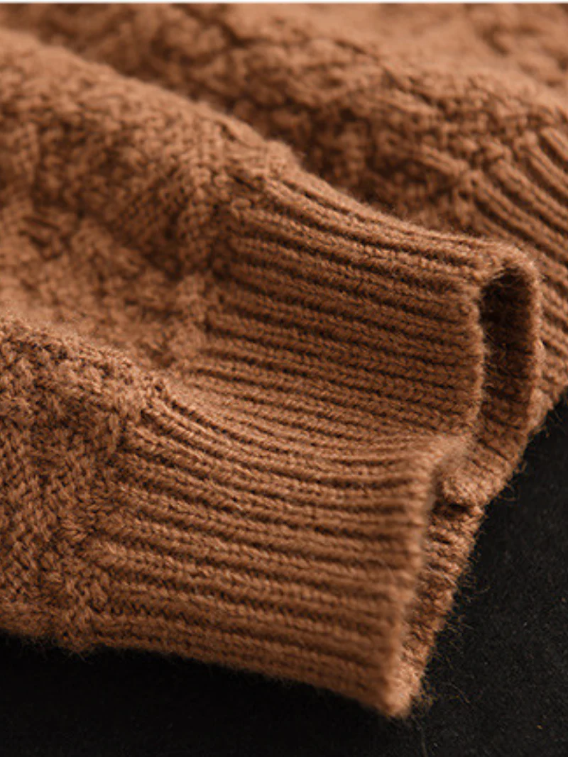 Double-knit Turtleneck Knitted Loose Thin Pullover Top - Image 7