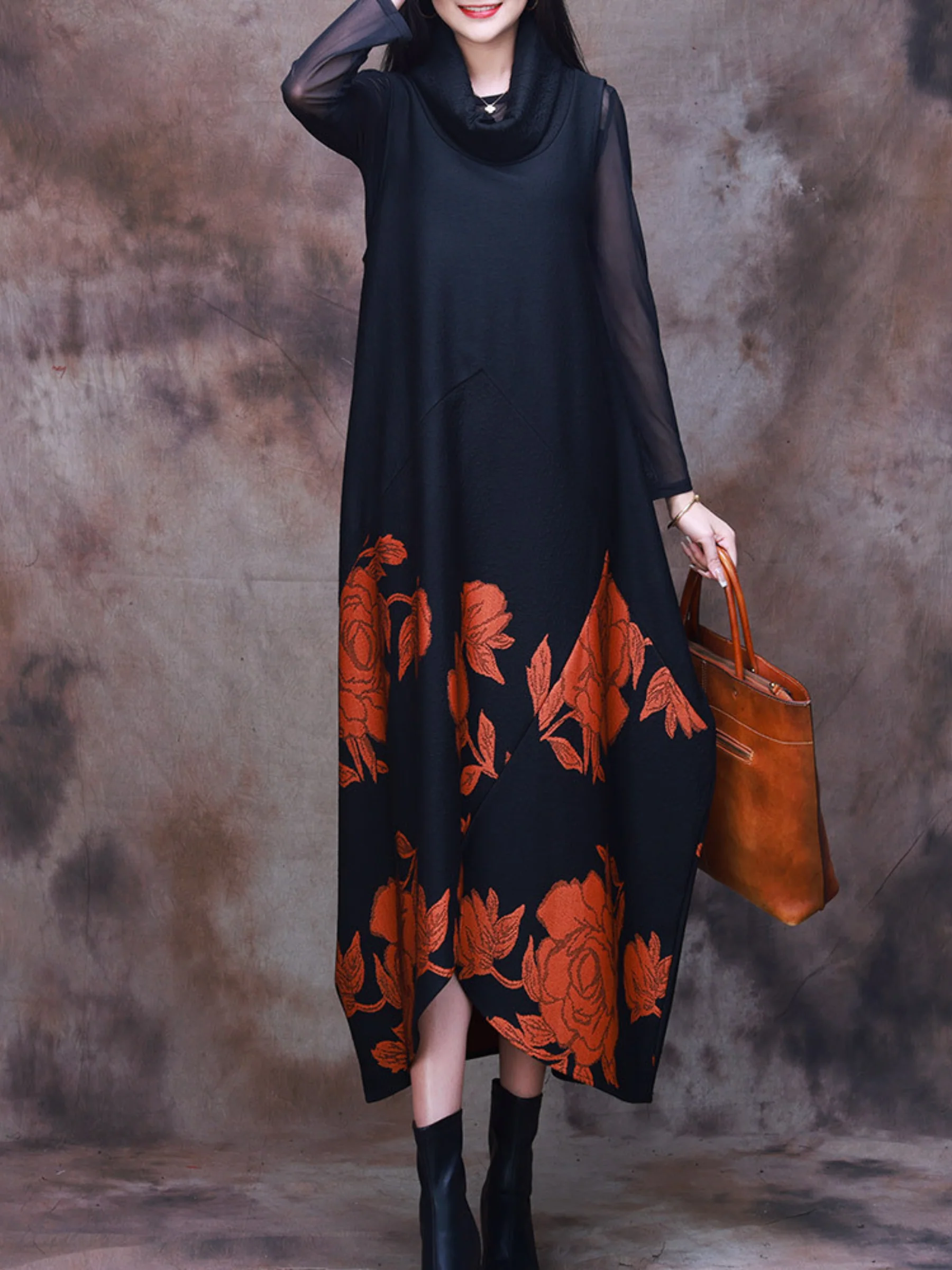 Effortlessly Stylish High Neck Printed Maxi Dress - Image 2