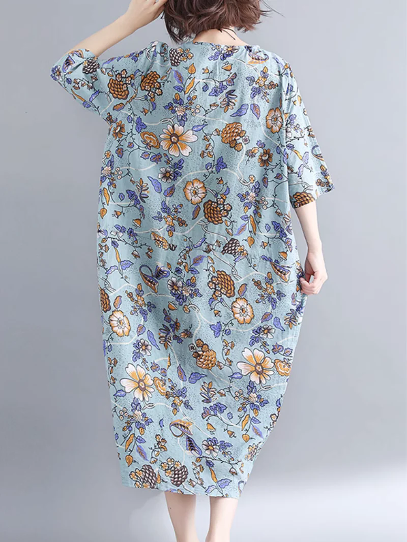 Elegant Floral Mid-length A-Line Dress - Image 6