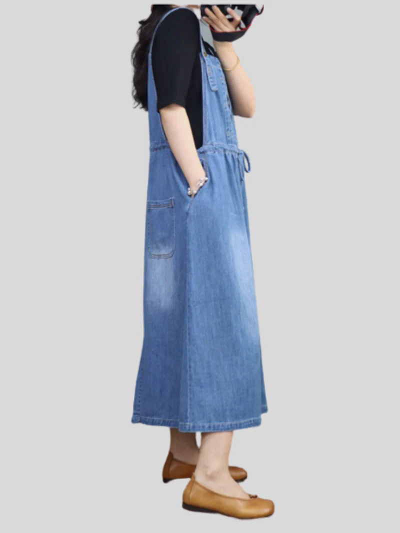 Essentials Denim Plain High Waist Romper - Image 3