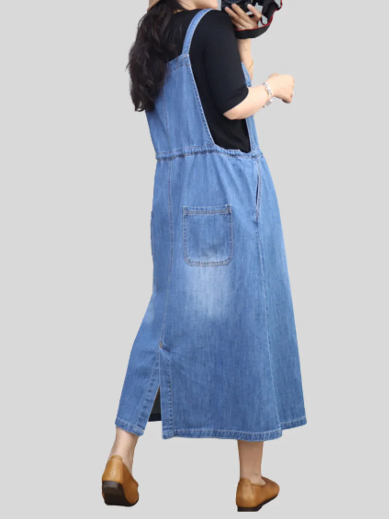 Essentials Denim Plain High Waist Romper - Image 4