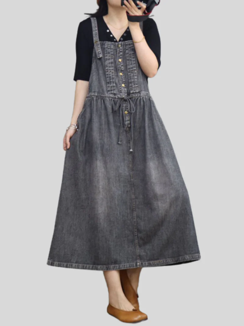 Essentials Denim Plain High Waist Romper - Image 6