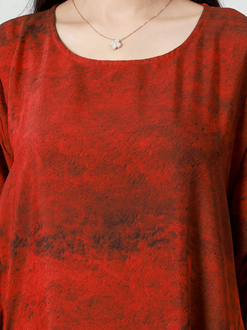 Ethical silk Round Neck Casual Wear Midi-Dress - Image 5
